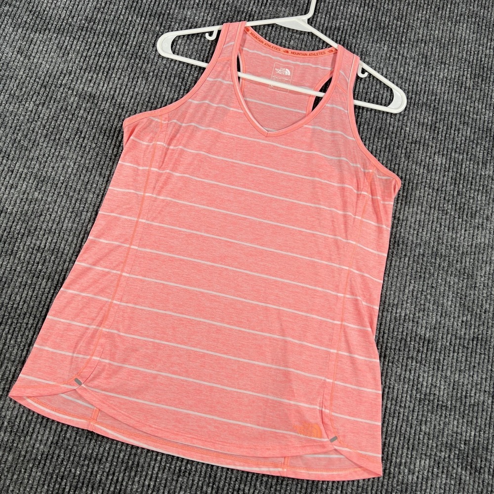 North Face Tank Top Womens Medium Pink Striped FlashDry-XD Mountain Athletic Gym
